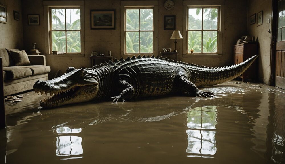 crocodile enters flooded home