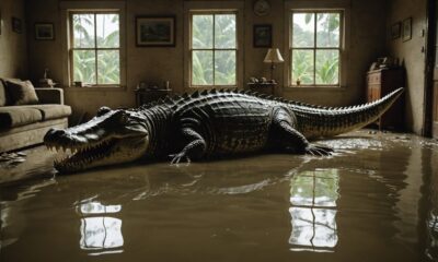 crocodile enters flooded home