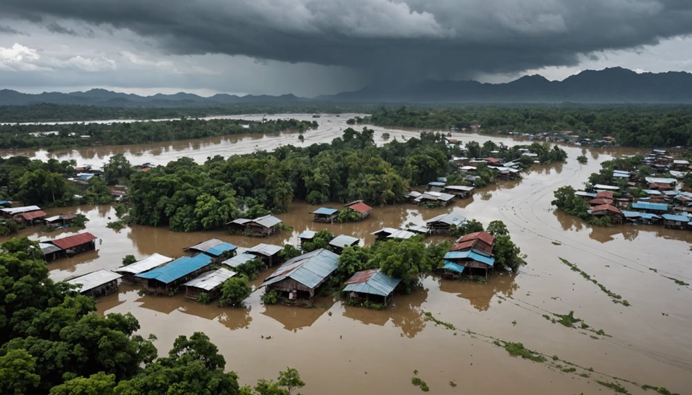 floods isolate kuching residents