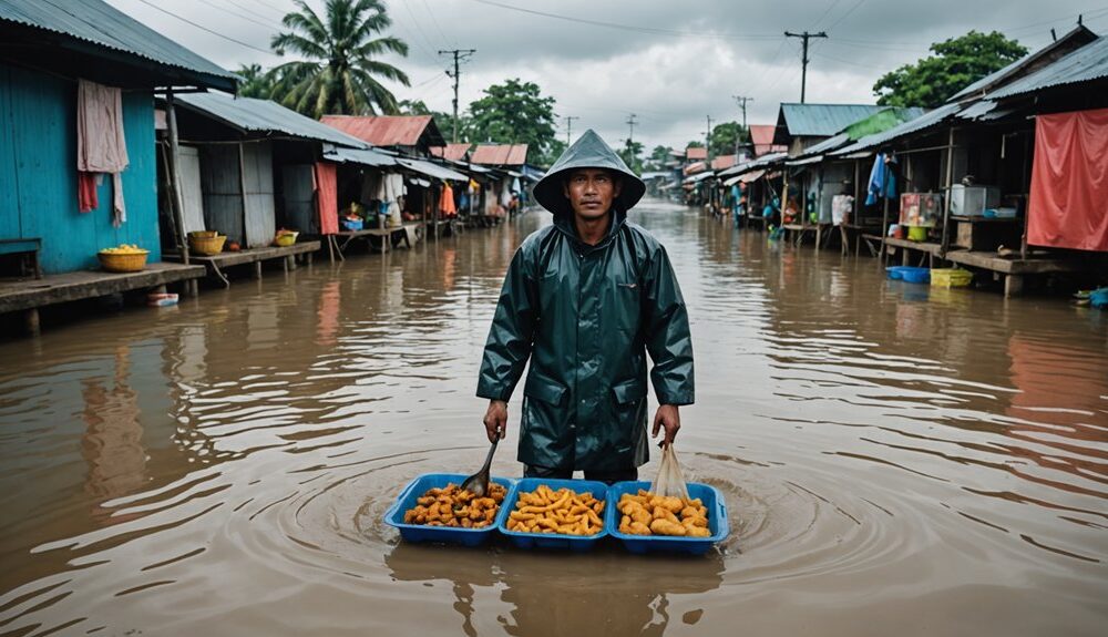 fried snacks amidst flood