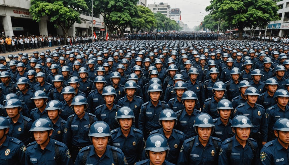 indonesian police secure protests