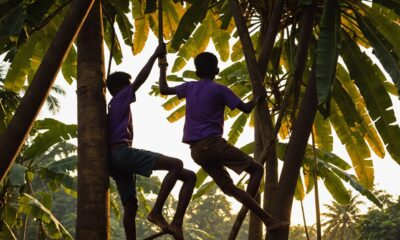 teenager steals bananas boldly